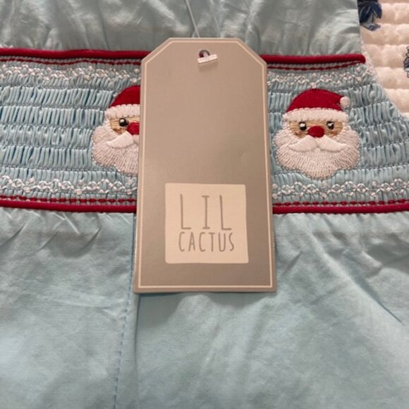 NWT Lil Cactus Smocked Embroidered Christmas Santa Romper Size 3-6MO - Picture 6 of 12